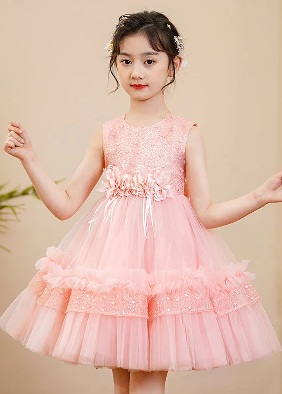 Outfits For Women Boutique Pink Floral Nail Bead Tulle Baby Girls Maxi Dress Summer