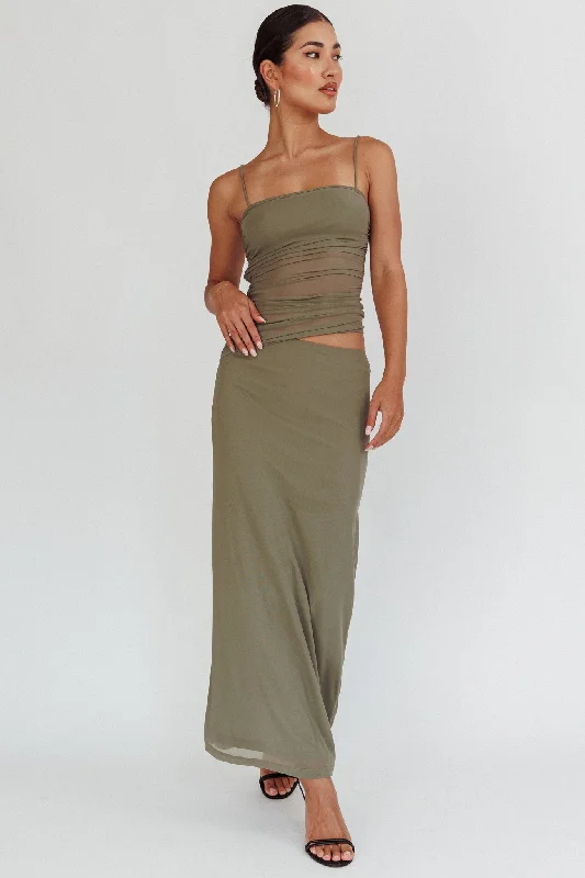 Big Sale Event Lorely Ruched Bodice Maxi Dress Olive