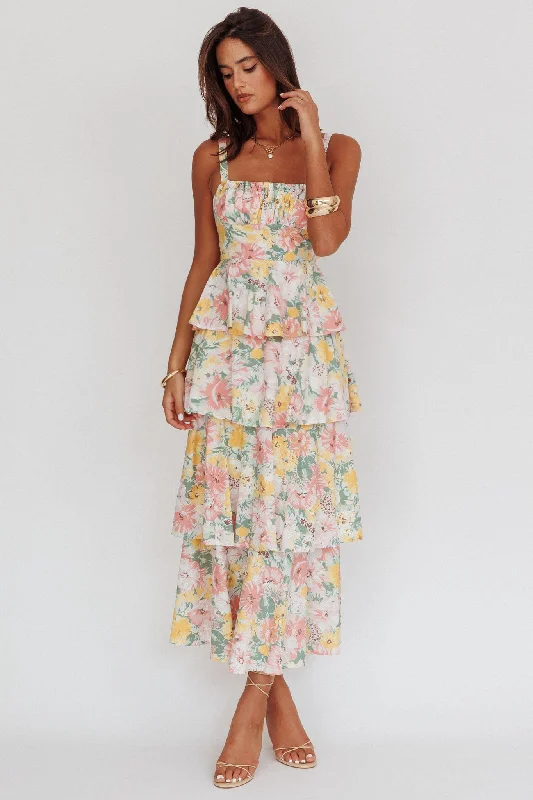 Sale On Clothing Provence Bloom Tiered Ruffle Maxi Dress Floral