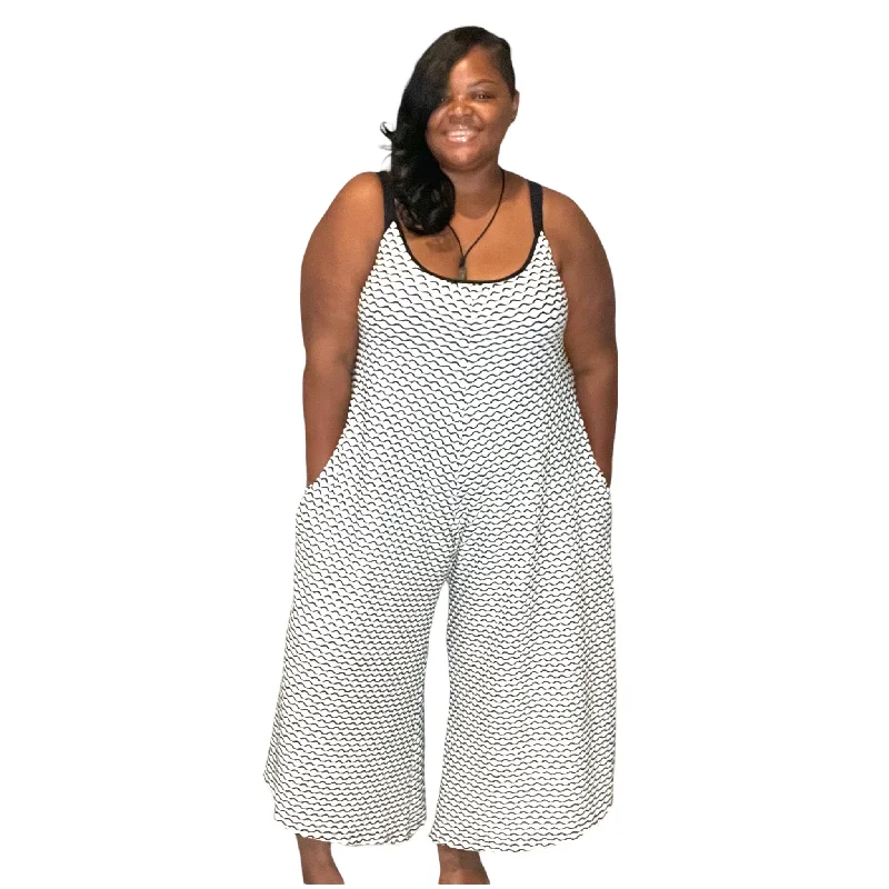 Women's Clothing Online White Black Plus Size Wide Leg Jumpsuits