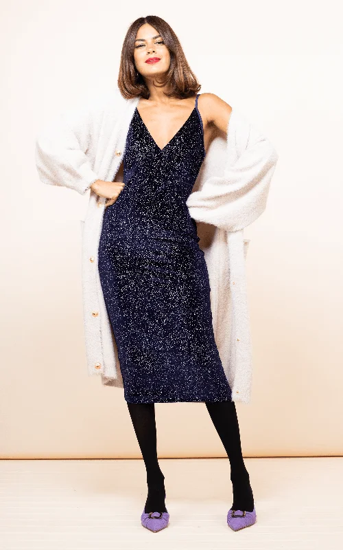 End of Season Sale Cici Midi Cami Dress In Navy Sparkle