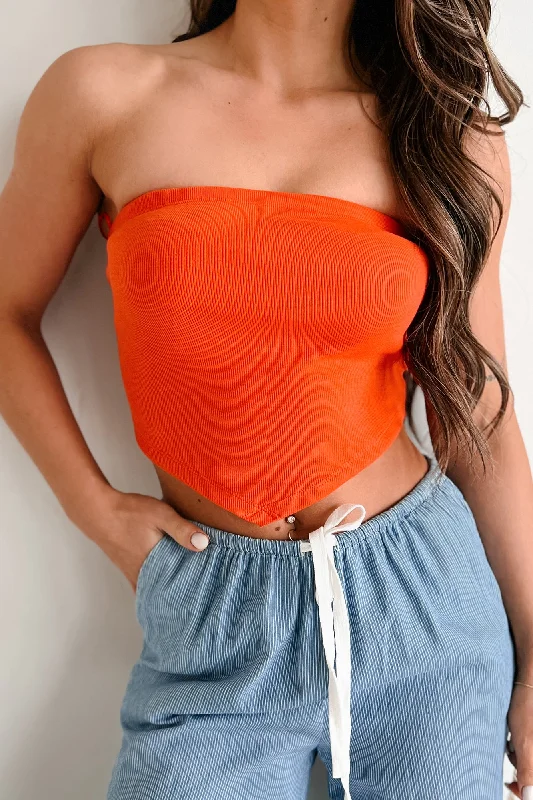 Fashionable Tops for Women I Won't Compromise Ribbed Bandana Tube Top (Tangelo)