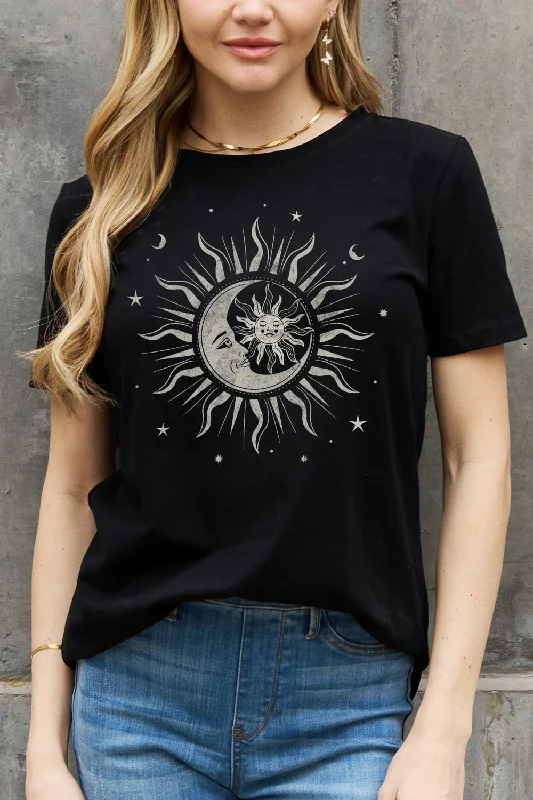 Sale For Women Simply Love Full Size Sun, Moon, and Star Graphic Cotton Tee