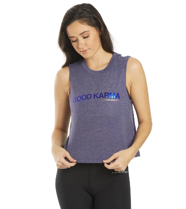 Women Fashion Spiritual Gangster Karma Crop Tank Heather Eclipse