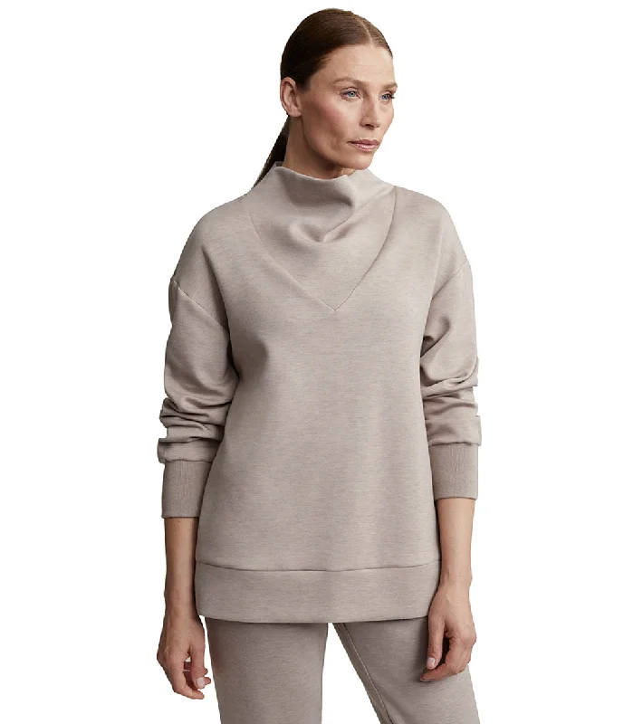 Trend Alert Varley Modena Longline Sweat Taupe Marl