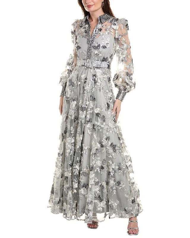 Big Sale Event Badgley Mischka Embroidered Tulle Gown