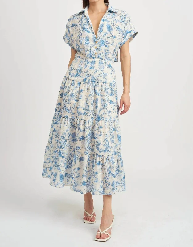 Get The Latest Trends Davina Shirt Dress In Blue Floral