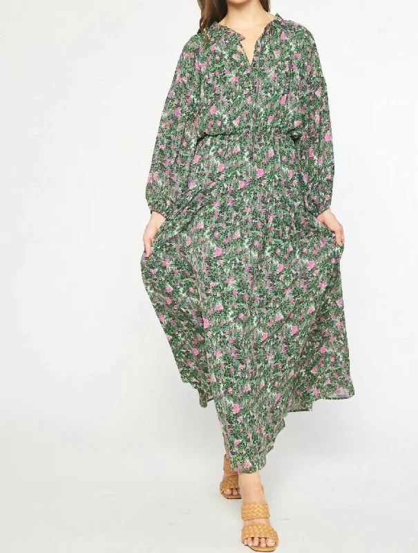 Flash Sale Event Floral Maxi Dress In Orchid Forest