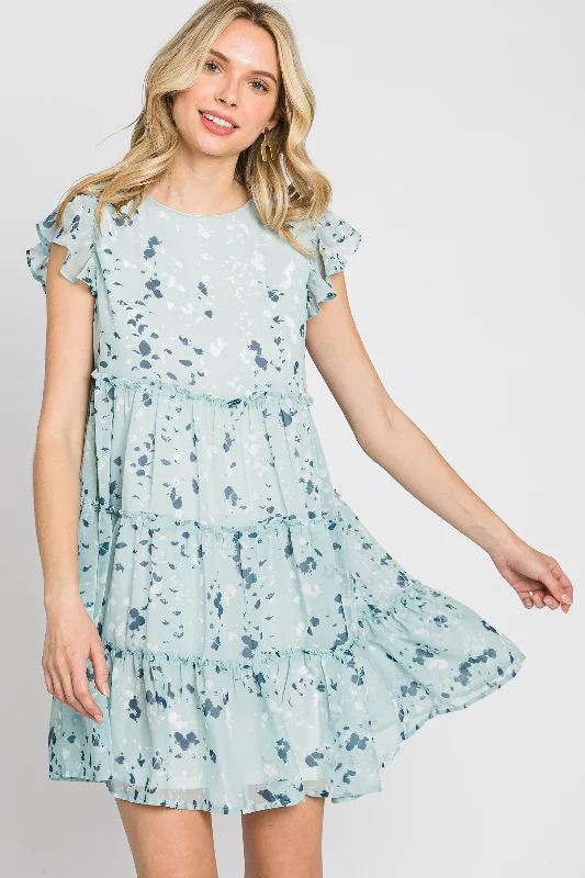 New Season Fashion Preview Mint Green Chiffon Ruffle Tiered Dress