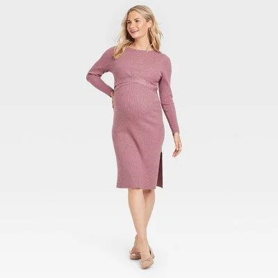 Chic & Cozy Collection New - Long Sleeve Mini Maternity Wrap Sweater Dress - Isabel Maternity by Ingrid & Isabel Mauve S