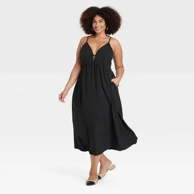 Signature Style Essentials New - Women's Ruched Midi Dress - A New Day