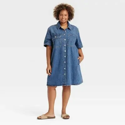 Unleash Your Fashion New - Women's Short Sleeve Mini Shirtdress - Universal Thread