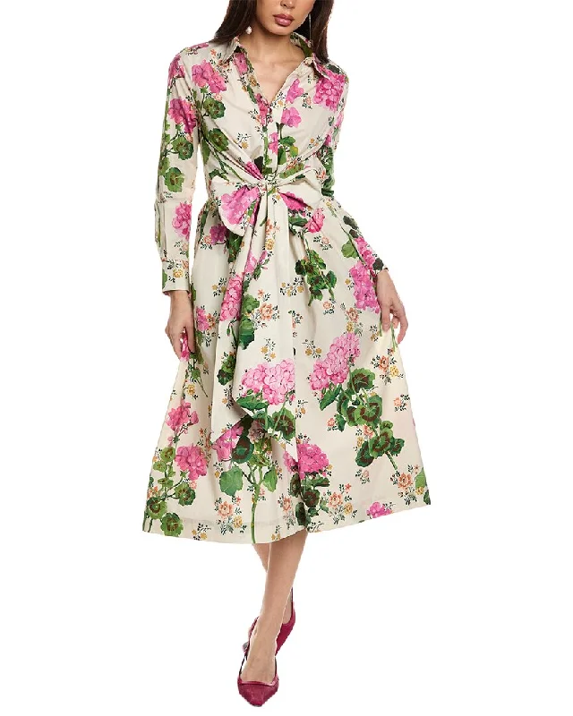 Clothing Brands Oscar de la Renta Tie Front Midi Dress