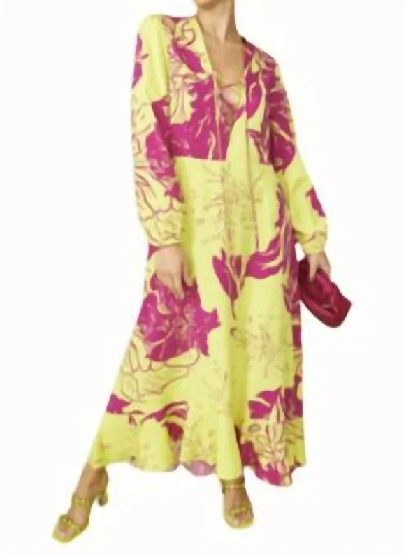 Limited Stock, Big Sale Sienna Floral Maxi Dress In Yellow/magenta