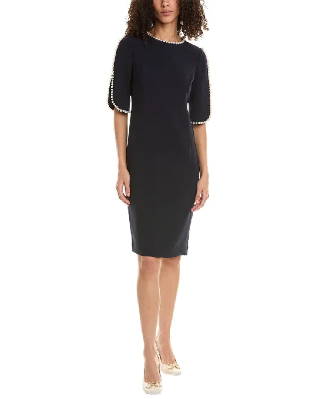 Stylish Women's Clothes for Work and Play Teri Jon by Rickie Freeman Pearl Trim Shift Dress