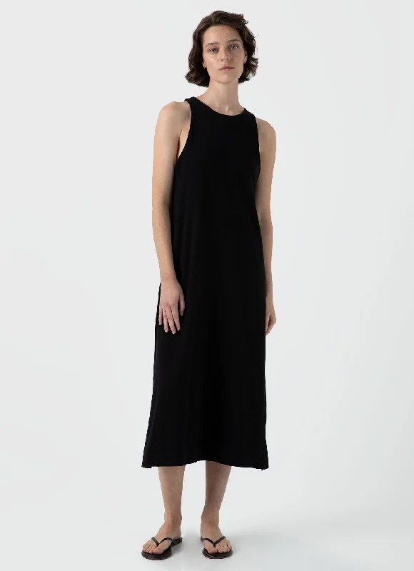 Unique Women's Fashion Pieces Women's Jersey Midi Dress in Black