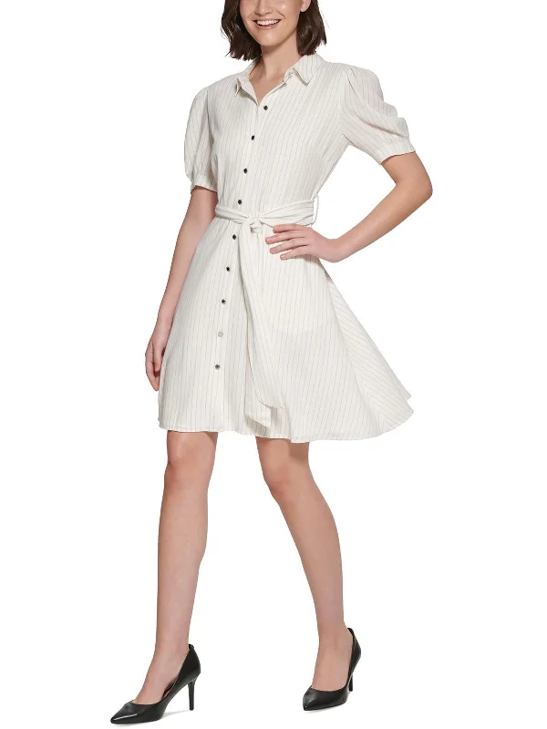 Imeless Style Womens Pinstripe Short Shirtdress