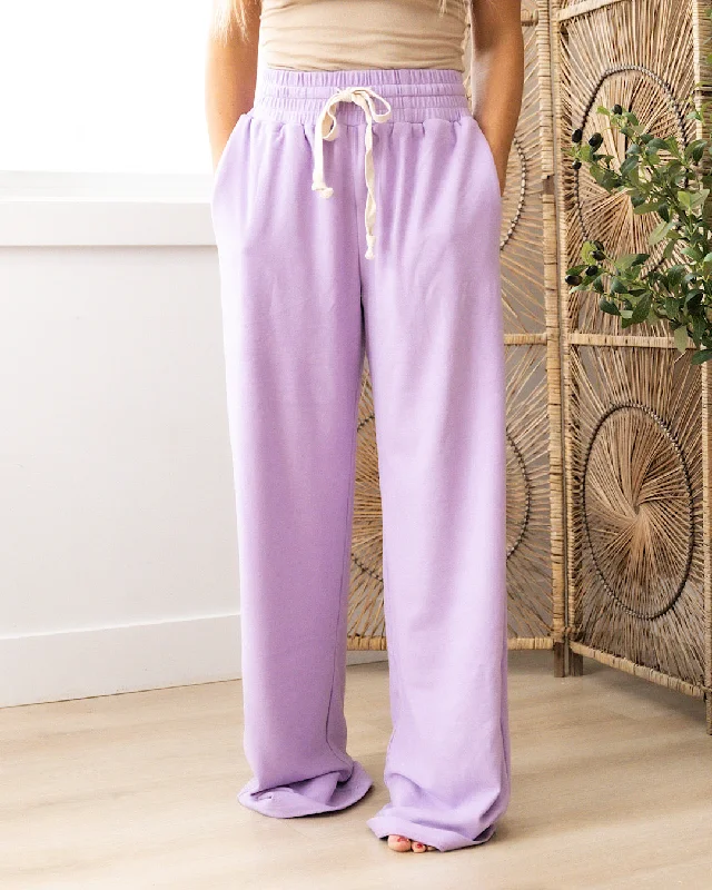 Clothes For Woman Ampersand Ave Performance Fleece Wide Leg Comfy Pants - Wisteria FINAL SALE