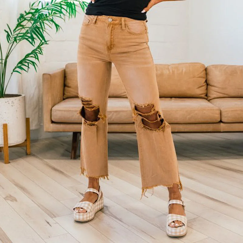 New Styles Just In Vervet Butterscotch 90's Crop Flare Jeans