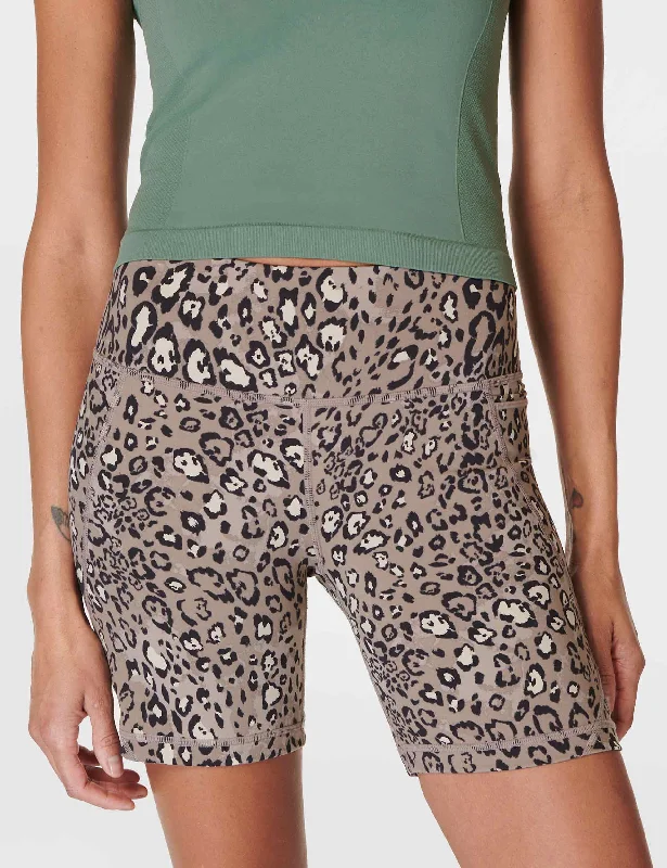 Clothing Store Power 6" Cycling Shorts - Brown Luxe Leopard Print